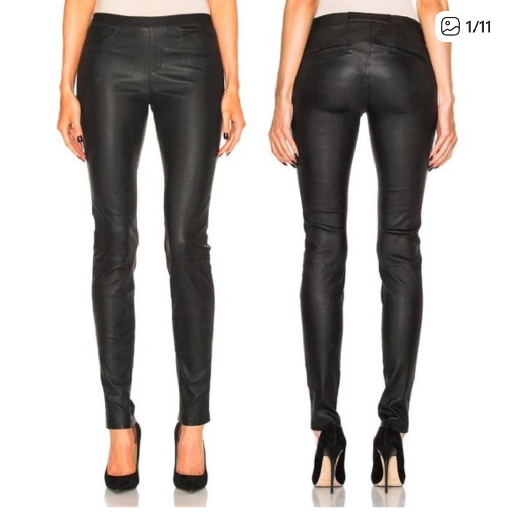 Helmut Lang Black Plonge 2 Leather Leggings
